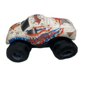 Monster Jam Plush Madusa Truck 10" Toy Retired 2000s Red White Blue